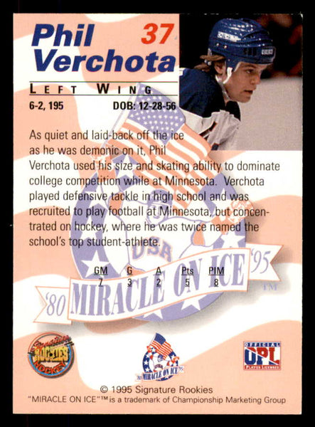 1995 Signature Rookies Miracle on Ice #037 Phil Verchota Autograph 557988