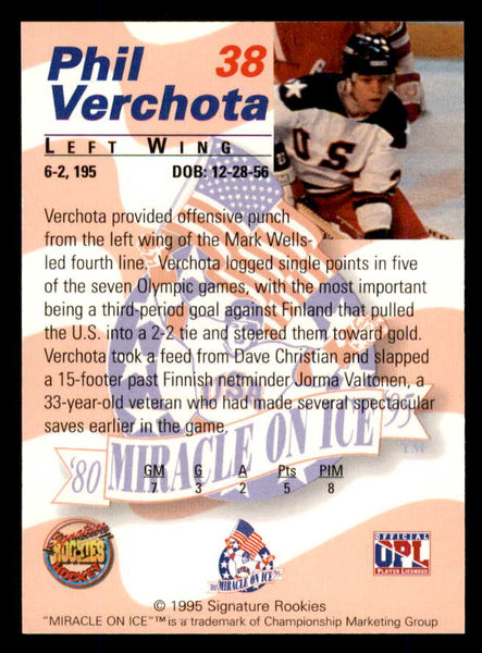1995 Signature Rookies Miracle on Ice #038 Phil Verchota Autograph 557989