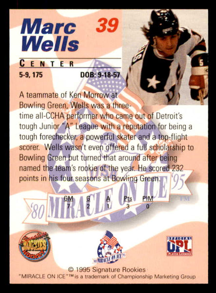 1995 Signature Rookies Miracle on Ice #039 Marc Wells Autograph 557990