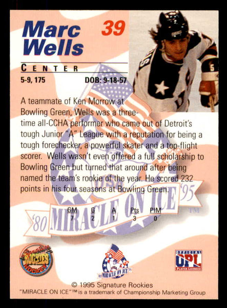 1995 Signature Rookies Miracle on Ice #039 Marc Wells Autograph 557991