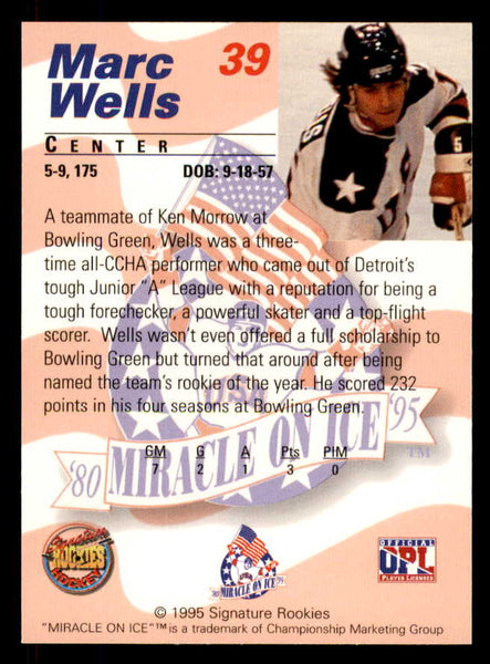 1995 Signature Rookies Miracle on Ice #039 Marc Wells Autograph 557992