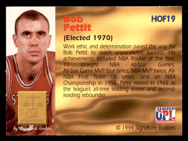 1994 Signature Rookies #019 Bob Pettit Autograph 558011