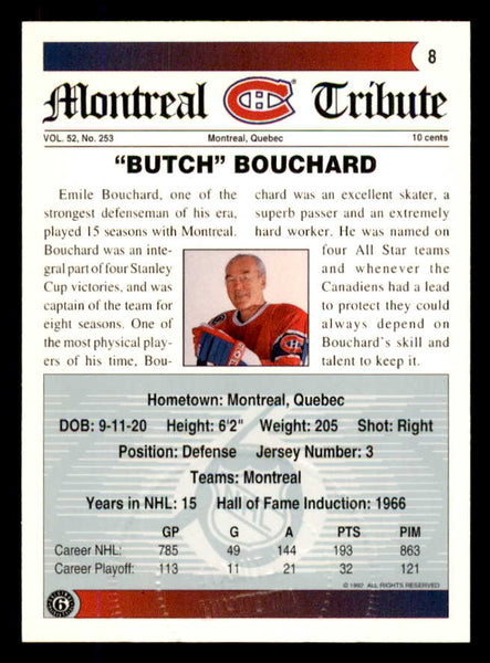 1992 Ultimate #008 Emile Bouchard Canadiens Signed Autographed 558033