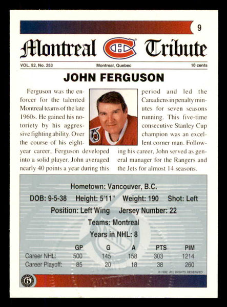1992 Ultimate #009 John Ferguson Canadiens Signed Autographed 558034