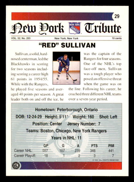 1992 Ultimate #029 Red Sullivan Rangers Signed Autographed 558051