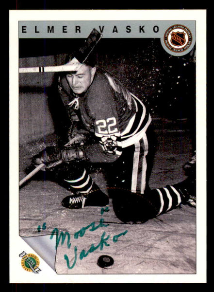1992 Ultimate #064 Elmer Vasko Black Hawks Signed Autographed 558078