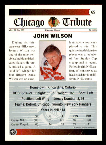 1992 Ultimate #065 John Wilson Black Hawks Signed Autographed 558079