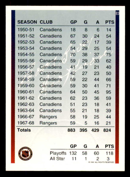 1992 Ultimate #083 Boom Boom Geoffrion Canadiens Signed Autographed 558089
