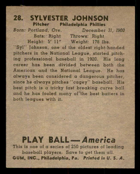1939 Play Ball #028 Syl Johnson Phillies EX-MT 558154