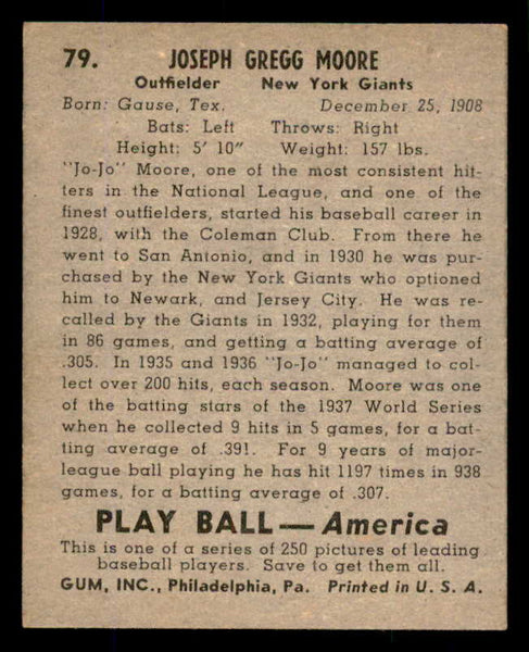 1939 Play Ball #079 Joe Moore Giants EX-MT 558275