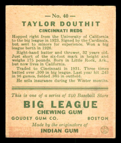 1933 Goudey #040 Taylor Douthit Reds EX 558411