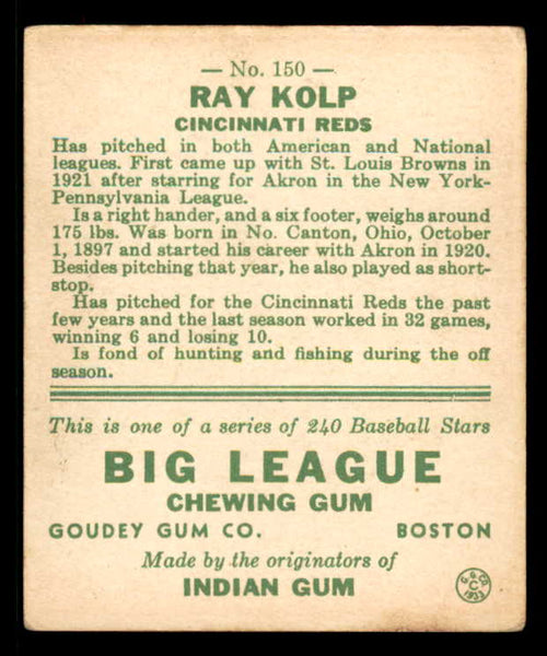 1933 Goudey #150 Ray Kolp Reds VG-EX 558465