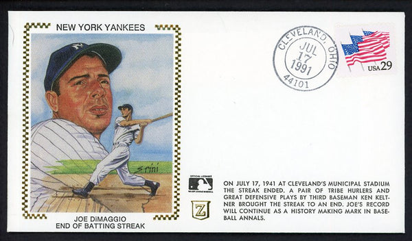 1991 First Day Cover Joe Dimaggio Yankees End Of Streak 558515