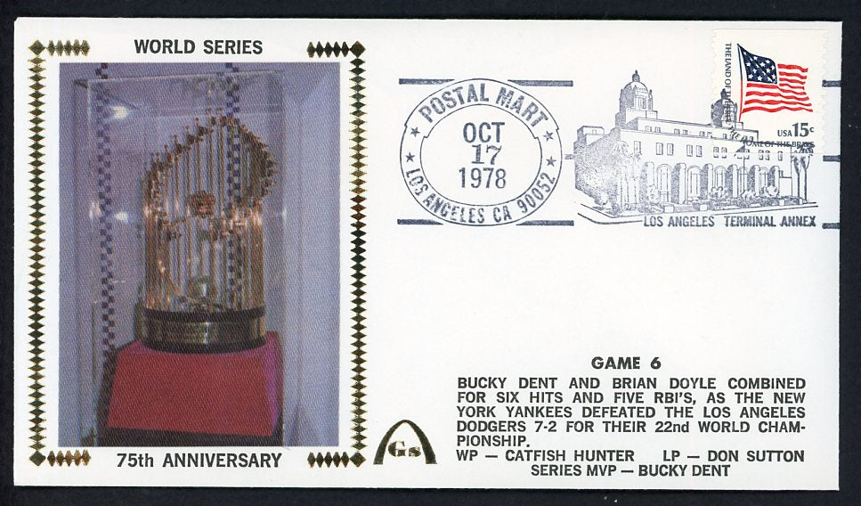 1978 First Day Cover World Series Game 6 558534