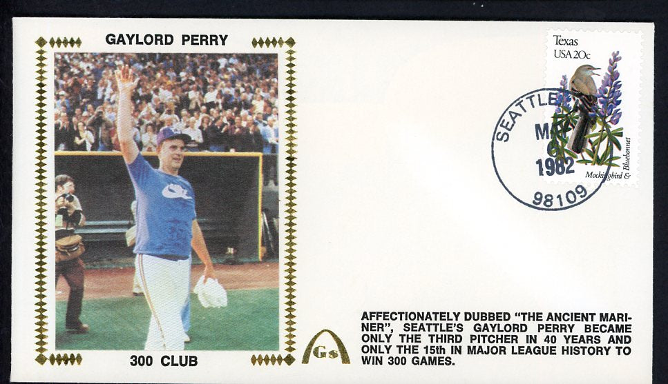 1982 First Day Cover Gaylord Perry Mariners 300 Wins 558535