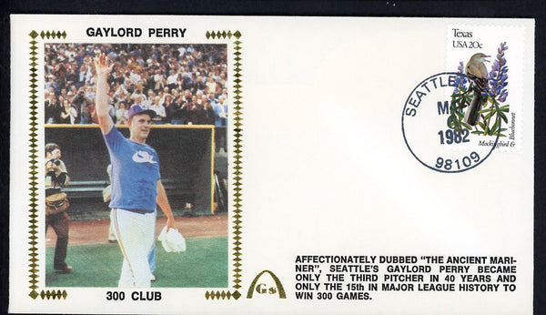 1982 First Day Cover Gaylord Perry Mariners 300 Wins 558535