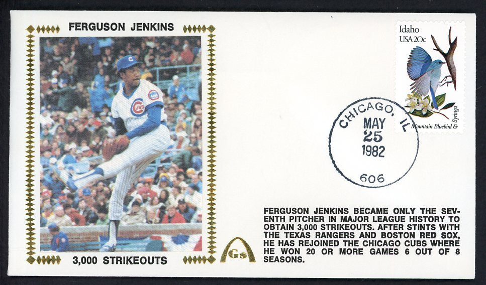 1982 First Day Cover Fergie Jenkins Cubs 3000 Strike Outs 558536