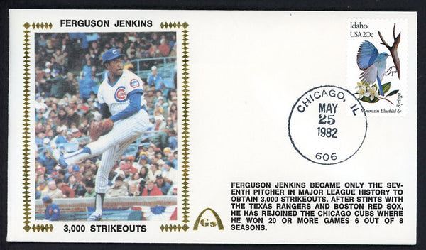1982 First Day Cover Fergie Jenkins Cubs 3000 Strike Outs 558536
