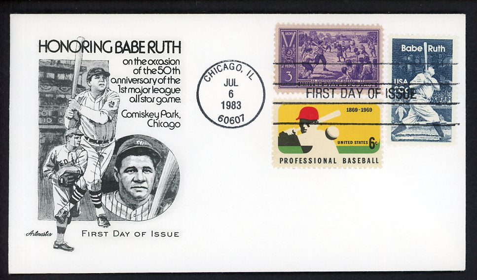 1983 First Day Cover Babe Ruth 1933 All Star Game Artmaster 558539