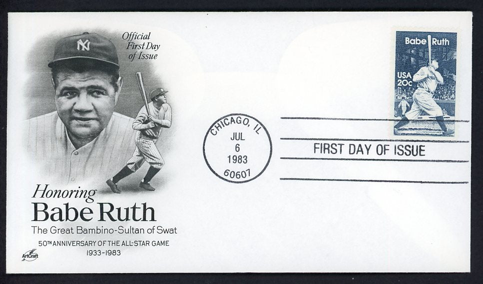 1983 First Day Cover Babe Ruth 1933 All Star Game Artcraft 558540