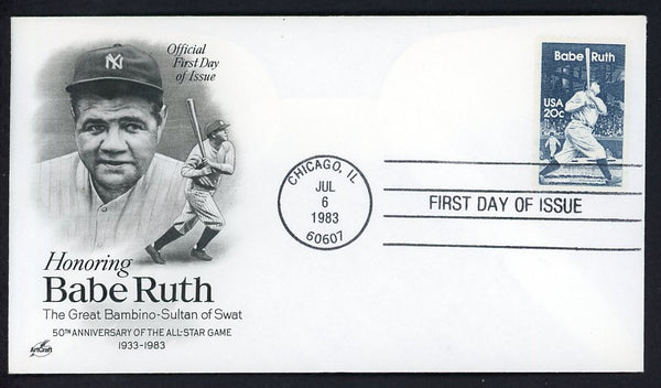 1983 First Day Cover Babe Ruth 1933 All Star Game Artcraft 558540