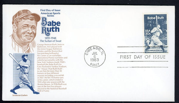 1983 First Day Cover Babe Ruth Sports Series Aristocrat 558541