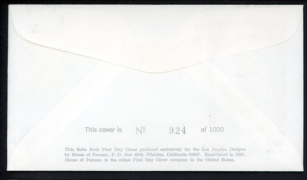 1983 First Day Cover Babe Ruth 1938 Dodgers Coach Furnam 558542