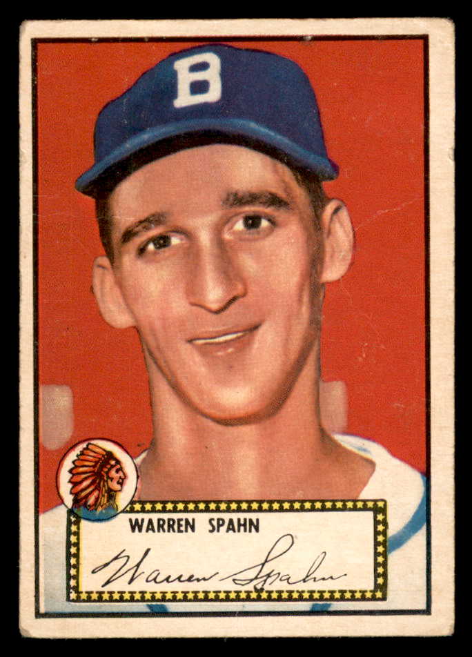 1952 Topps Baseball #033 Warren Spahn Braves Good Red 558619