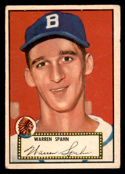 1952 Topps Baseball #033 Warren Spahn Braves Good Red 558619