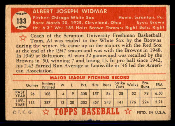 1952 Topps Baseball #133 Al Widmar White Sox VG-EX 558729