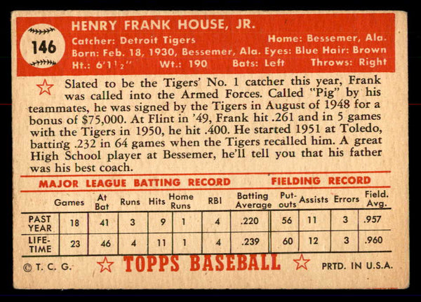 1952 Topps Baseball #146 Frank House Tigers GD-VG 558746