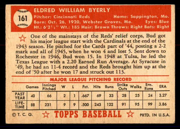 1952 Topps Baseball #161 Bud Byerly Reds VG-EX 558757