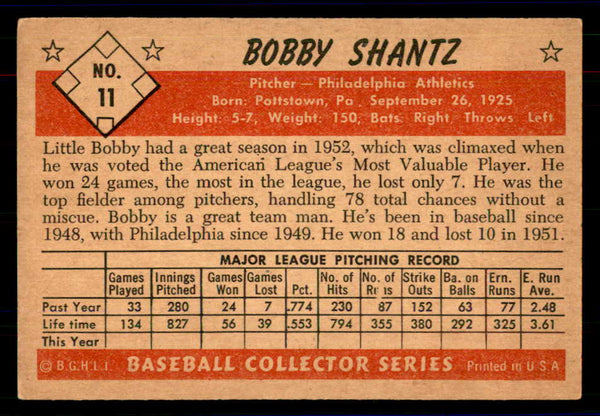 1953 Bowman Color Baseball #011 Bobby Shantz A's EX-MT 558883