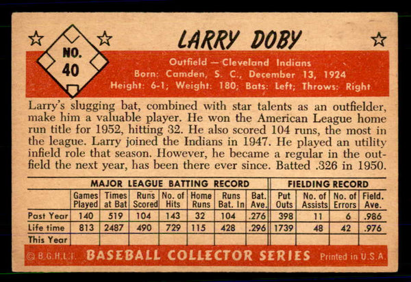 1953 Bowman Color Baseball #040 Larry Doby Indians EX-MT 558908