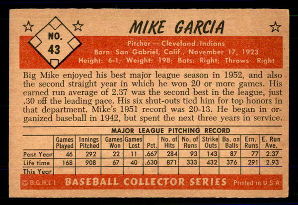 1953 Bowman Color Baseball #043 Mike Garcia Indians EX-MT 558912