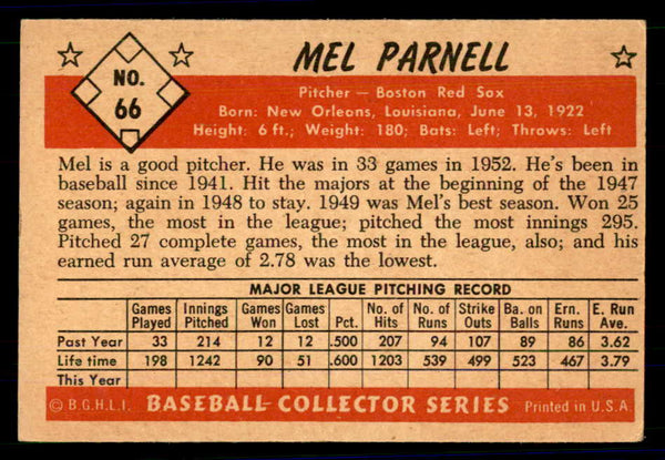 1953 Bowman Color Baseball #066 Mel Parnell Red Sox EX-MT 558923