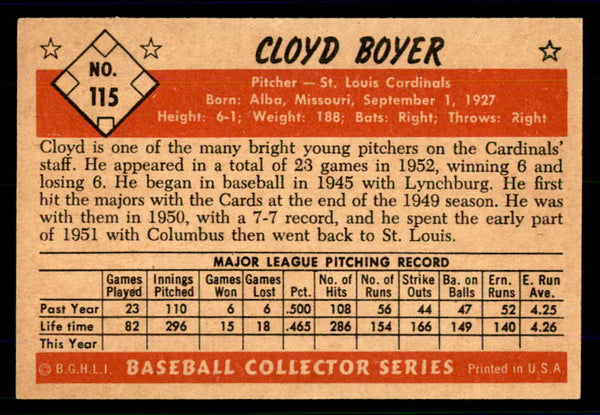 1953 Bowman Color Baseball #115 Cloyd Boyer Cardinals EX-MT 558973