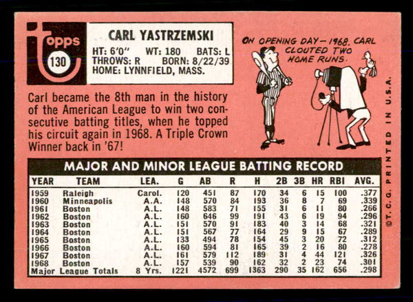 1969 Topps Baseball #130 Carl Yastrzemski Red Sox EX-MT 559079