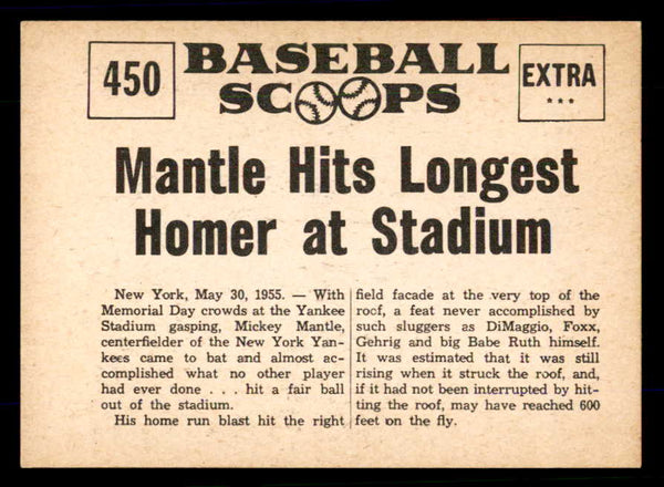 1961 Nu Card Scoops #450 Mickey Mantle Yankees EX-MT 559082