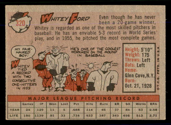 1958 Topps Baseball #320 Whitey Ford Yankees EX-MT 559119