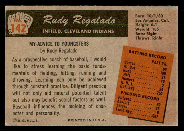 1955 Bowman Baseball #142 Rudy Regalado Indians EX-MT 559156