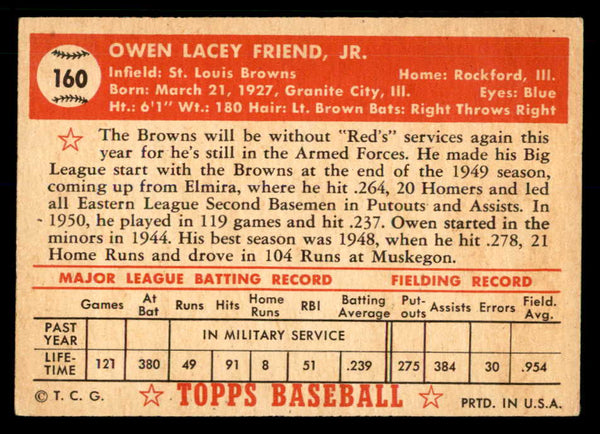 1952 Topps Baseball #160 Owen Friend Browns VG-EX 559191
