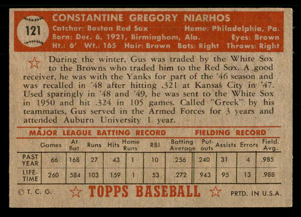 1952 Topps Baseball #121 Gus Niarhos Red Sox VG-EX 559205