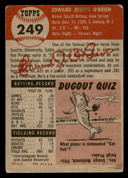 1953 Topps Baseball #249 Ed O'Brien Pirates FR-GD 559308