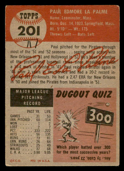 1953 Topps Baseball #201 Paul Lapalme Pirates FR-GD 559311