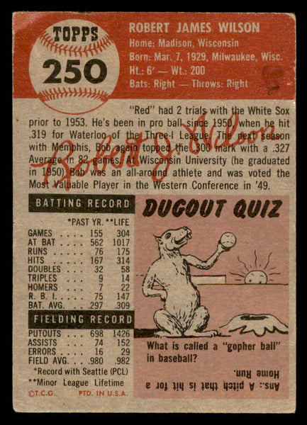 1953 Topps Baseball #250 Bob Wilson White Sox VG 559324