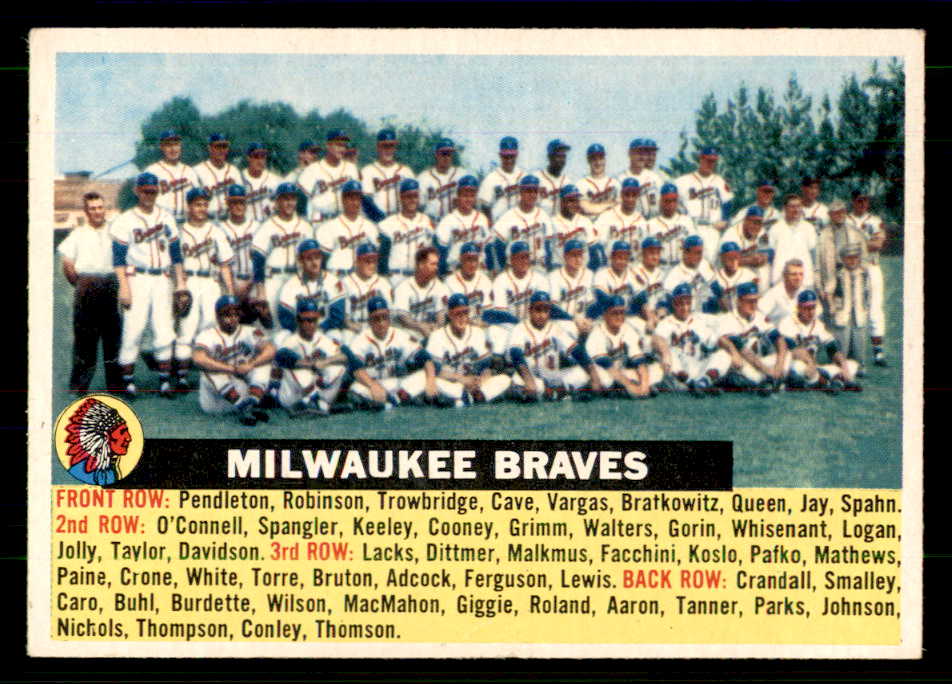 1956 Topps Baseball #095 Milwaukee Braves Team EX-MT Gray 559332