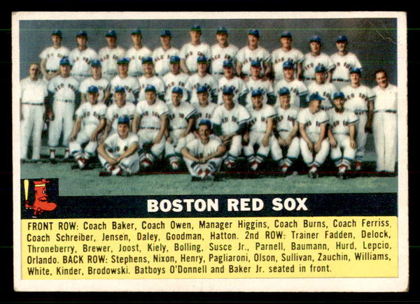 1956 Topps Baseball #111 Boston Red Sox Team EX White 559333
