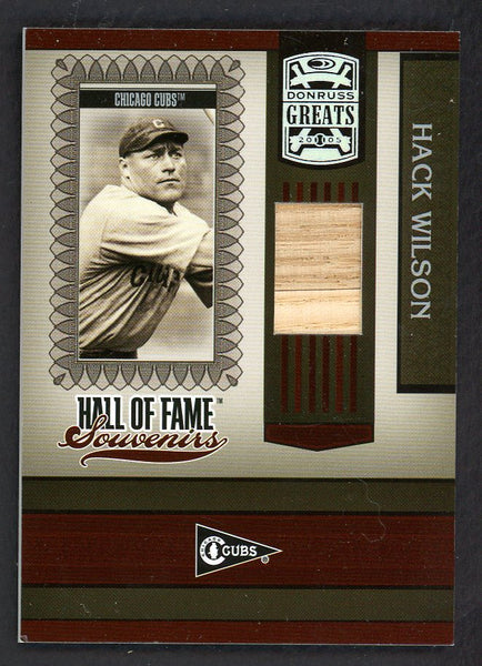 2005 Donruss Greats #HOFS17 Hack Wilson Cubs Bat Relic 559371