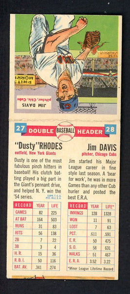 1955 Topps Baseball Double Headers #027/28 Dusty Rhodes Jim Davis EX 559628